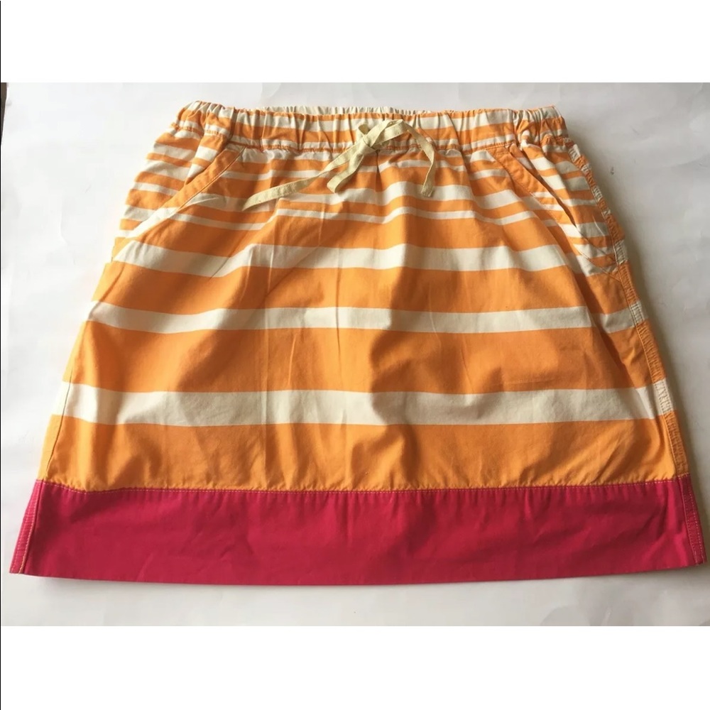 Merona Summer Skirt Coral White Pink Stripe Medium Drawstring